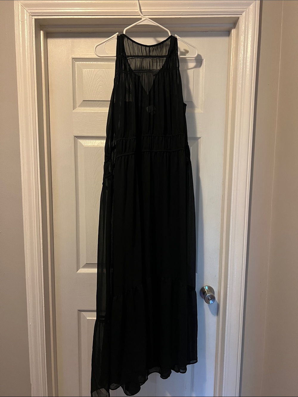 Women’s Sheer Chiffon Black Sleeveless Maxi Dress - A New Day